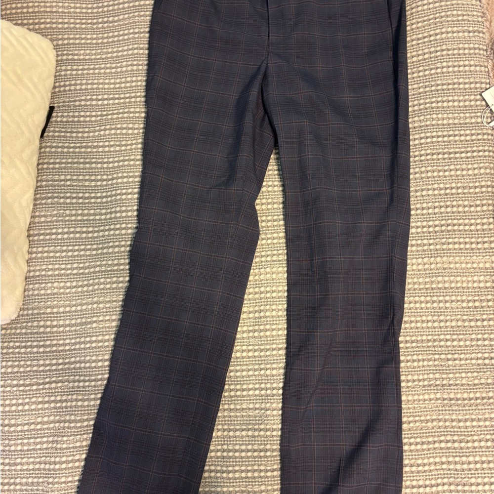 Banana Republic Navy and Pink Plaid Pants